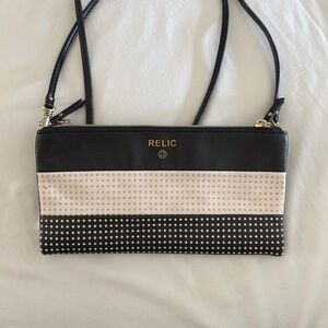 Relic by Fossil Emma Black and White Polka Dot Crossbody Purse or Clutch